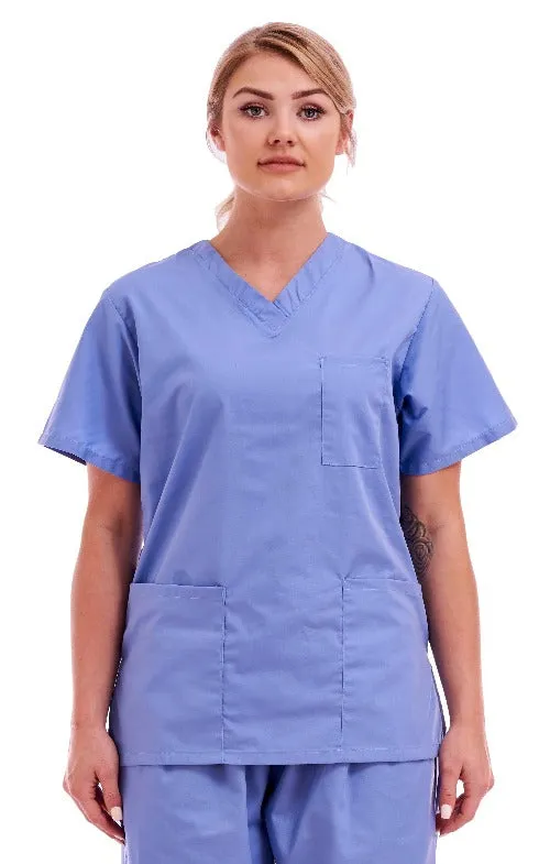 Unisex Smart Scrub Tunic Nurse Uniform Blue | Size S to XXL | Hospital Blue