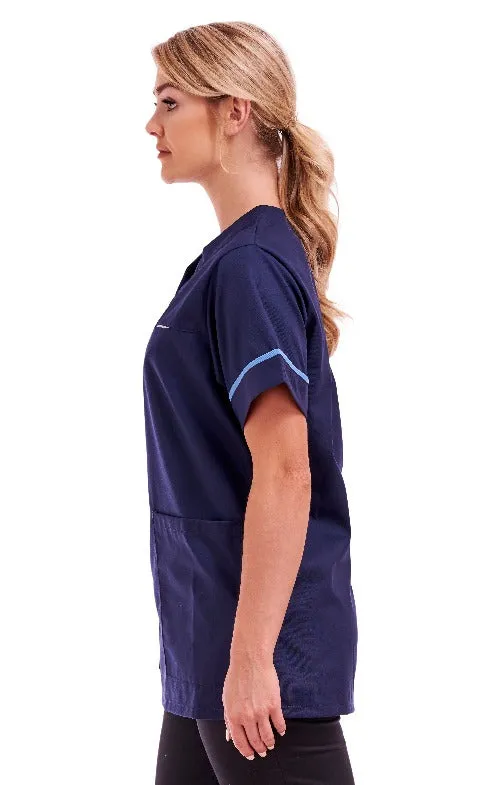 Unisex Smart Scrub Tunic Nurse Uniform Poly Cotton | Size S to XXL | Navy Blue