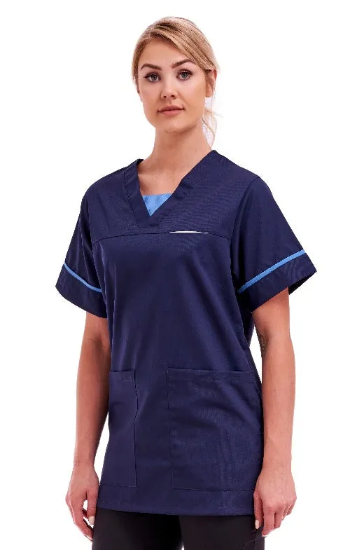 Unisex Smart Scrub Tunic Nurse Uniform Poly Cotton | Size S to XXL | Navy Blue