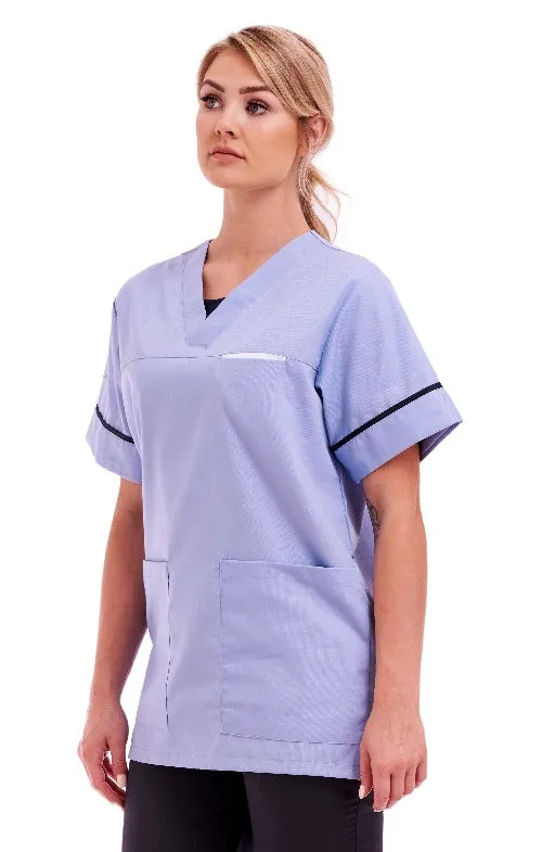 Unisex Smart Scrub Tunic Nurse Uniform Poly Cotton | Size S to XXL | Sky Blue