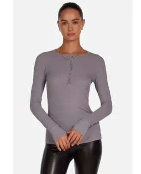 Vance Henley Long Sleeve Top Pewter