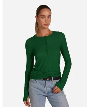 Vance Henley Long Sleeve Top Verde