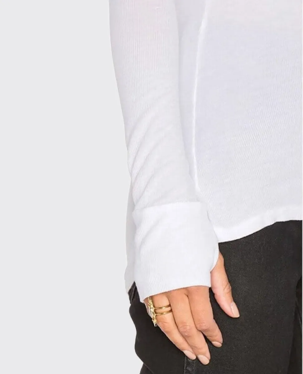 Vance Henley Long Sleeve Top White