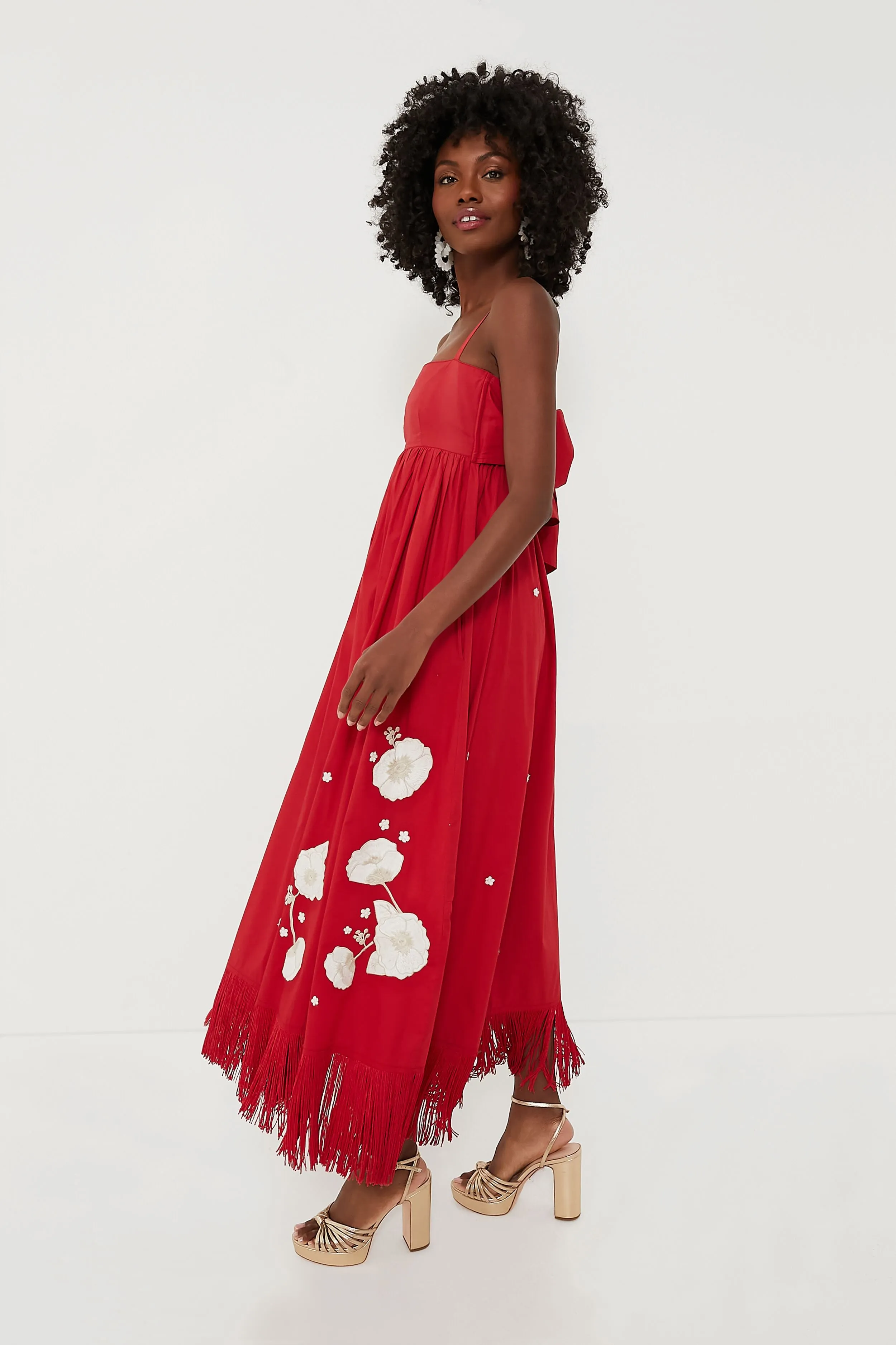 Venetian Red with Embroidery Gavin Midi Dress