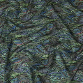 Vibrant Multicolored Silk Organza Fabric with Leaf Pattern Embroidery - 110 cm Wide - D19629