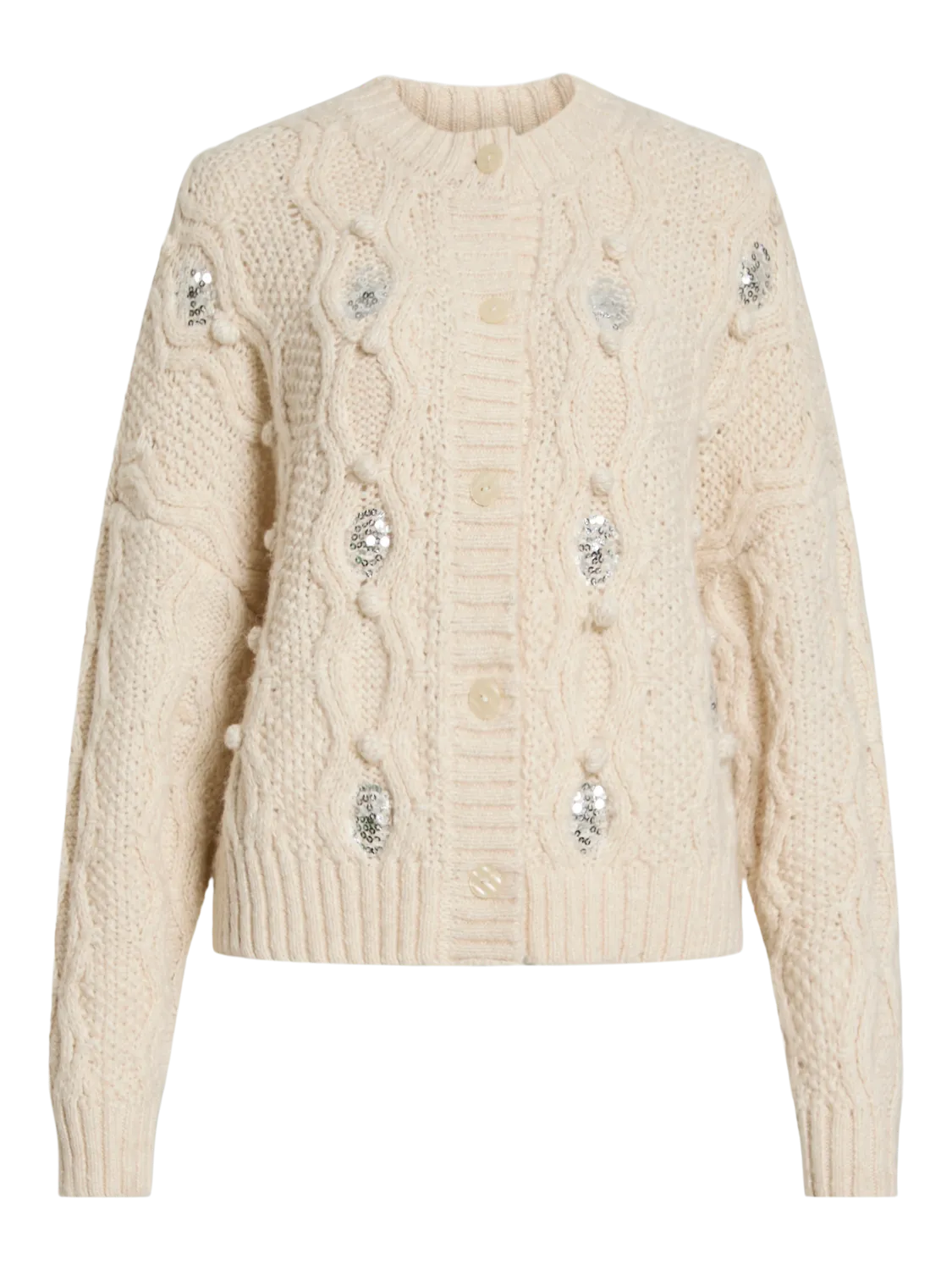 VICECILIA Knit Cardigan - Super Light Natural Melan