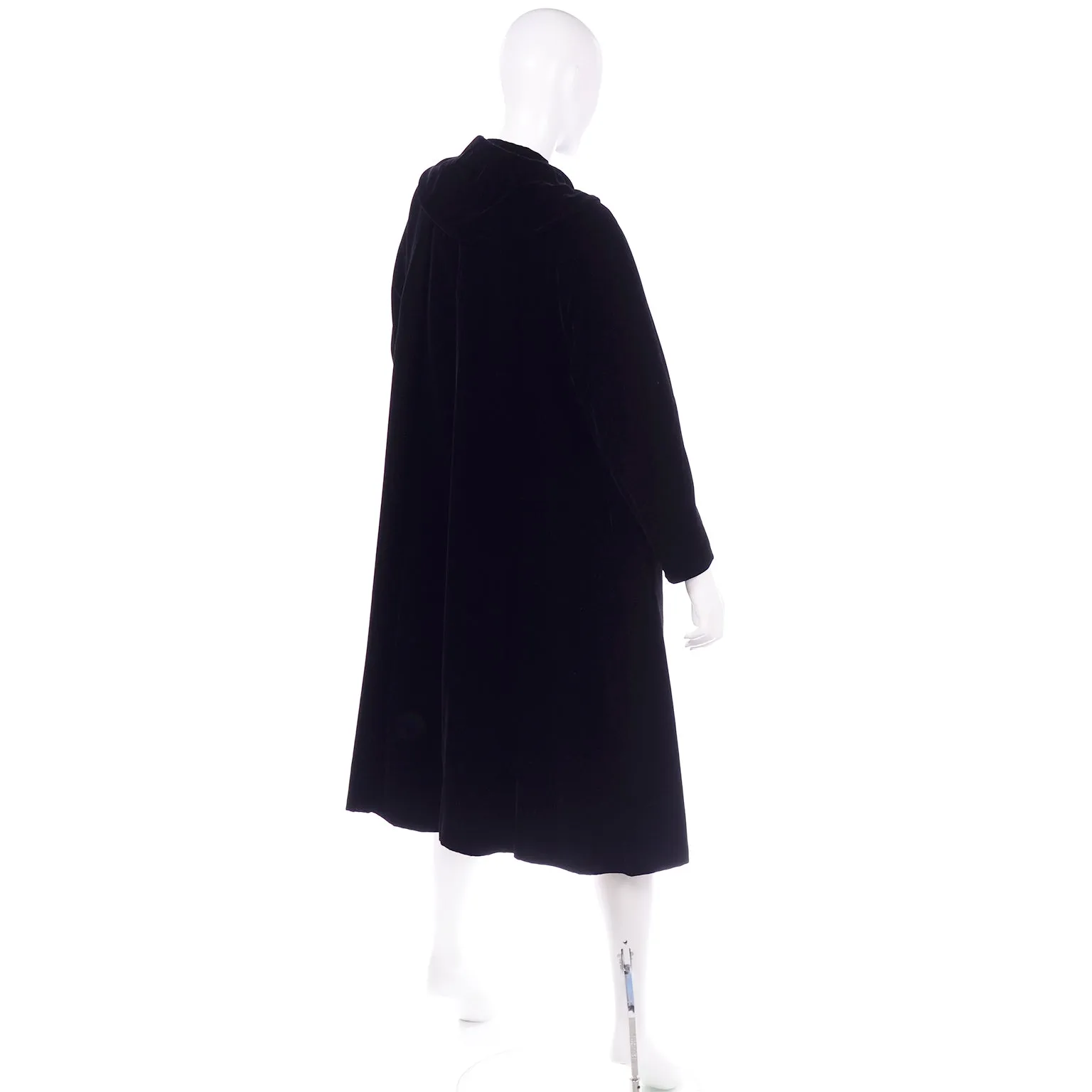 Vintage Migrim Black Velvet Evening Opera Coat W Pink Satin Lining