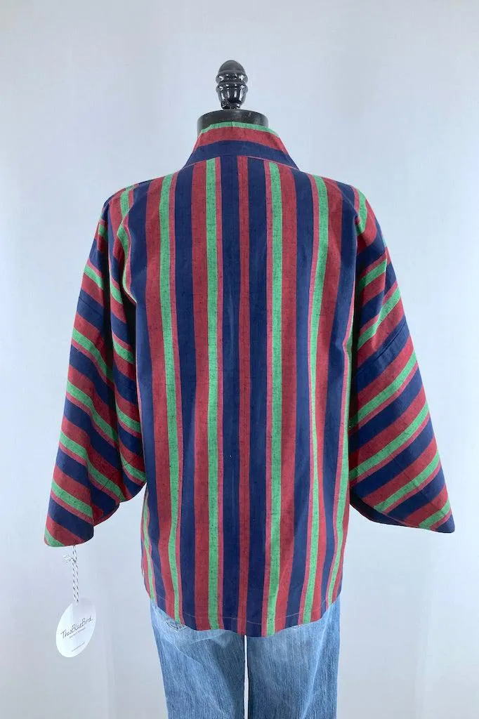 Vintage Striped Cotton Kimono Cardigan