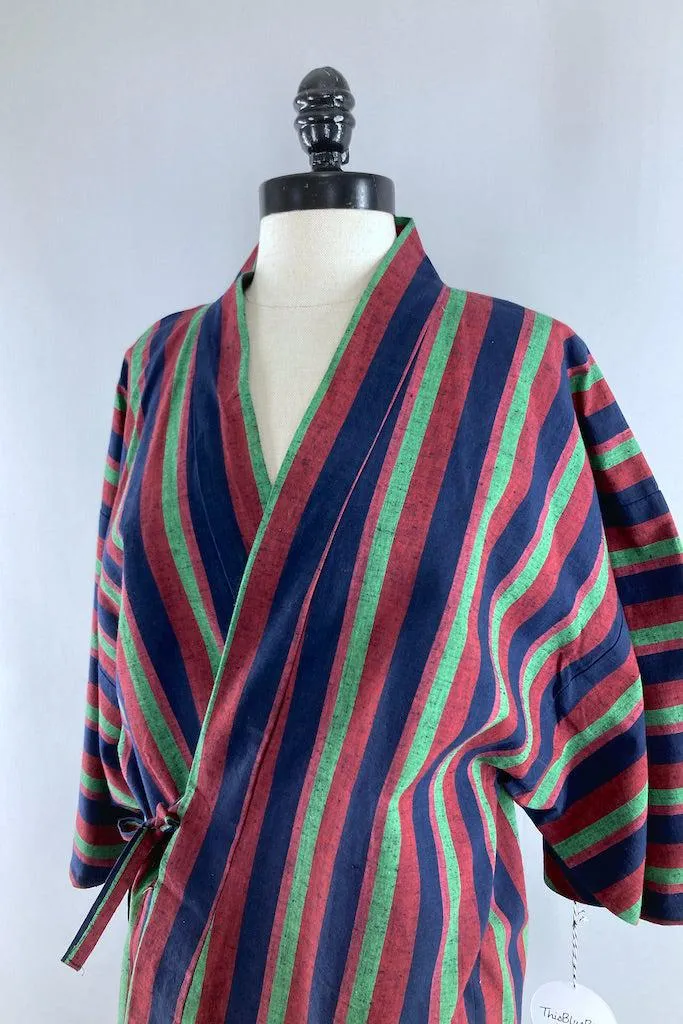 Vintage Striped Cotton Kimono Cardigan