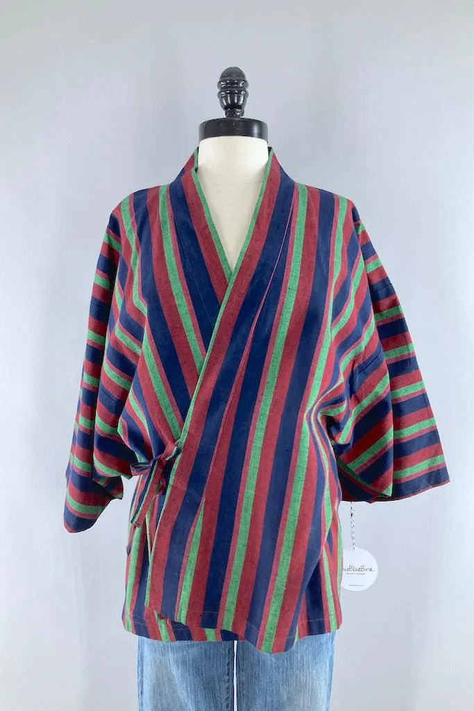 Vintage Striped Cotton Kimono Cardigan