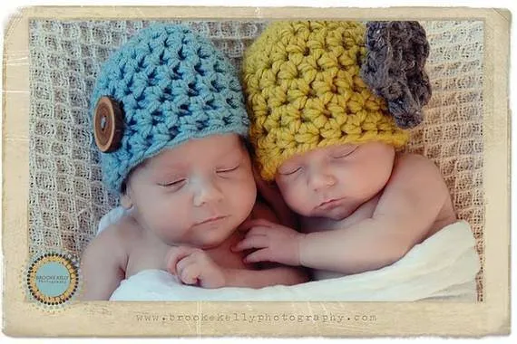 Vintage Twins Newborn Hat Set