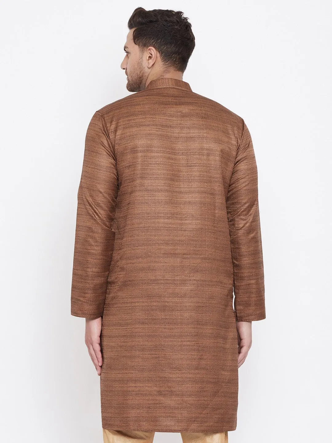 VM BY VASTRAMAY Men's Coffee Brown Silk Blend Kurta