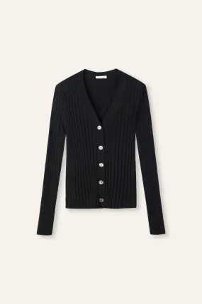 WENDY merino wool slim-fit cardigan (Black)