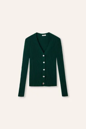 WENDY merino wool slim-fit cardigan (Dark green)