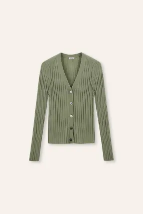 WENDY merino wool slim-fit cardigan (Green)