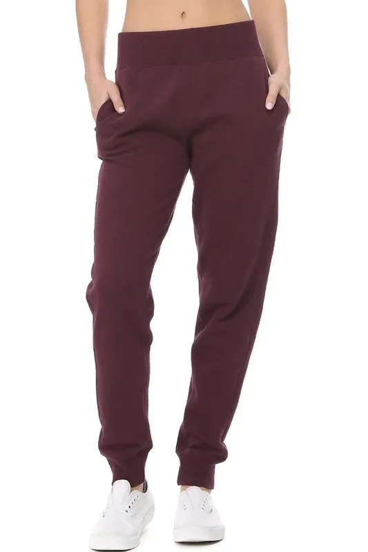 Wesley Wide Elastic Waistband Fleece Joggers // 4 COLORS