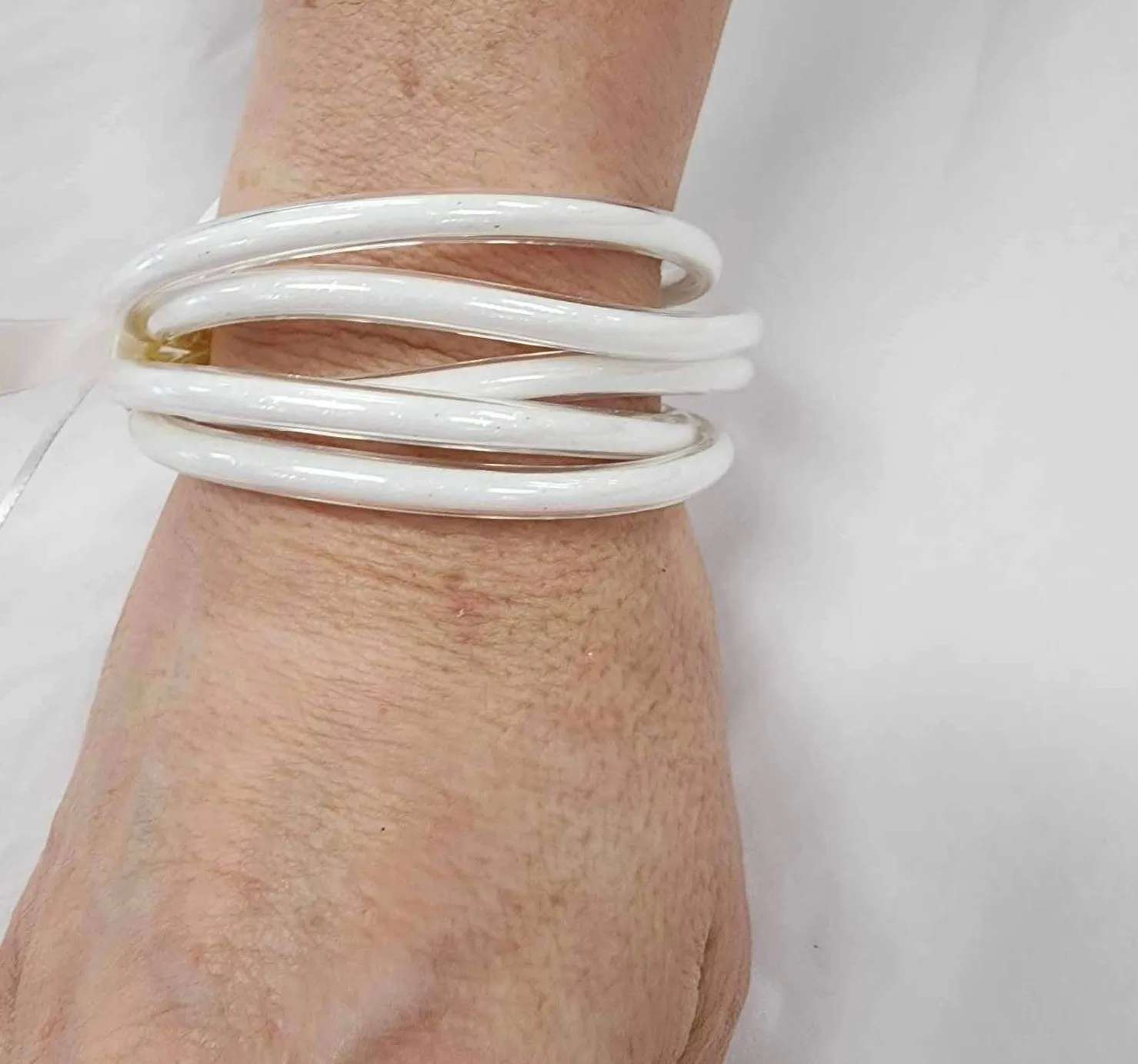 White Jelly Tube Guitar Bracelet Set