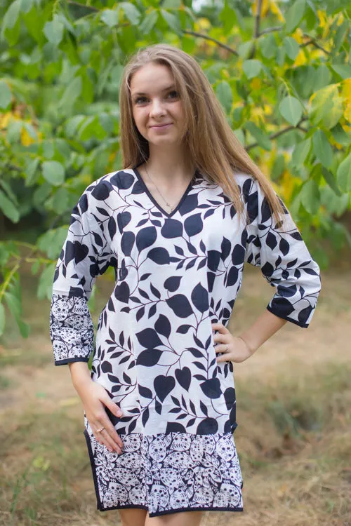 White Sun and Sand Style Caftan in Classic White Black Pattern