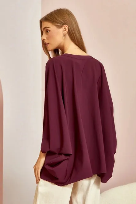 Wine Poncho Blouse