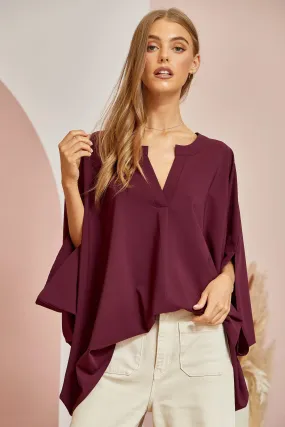 Wine Poncho Blouse