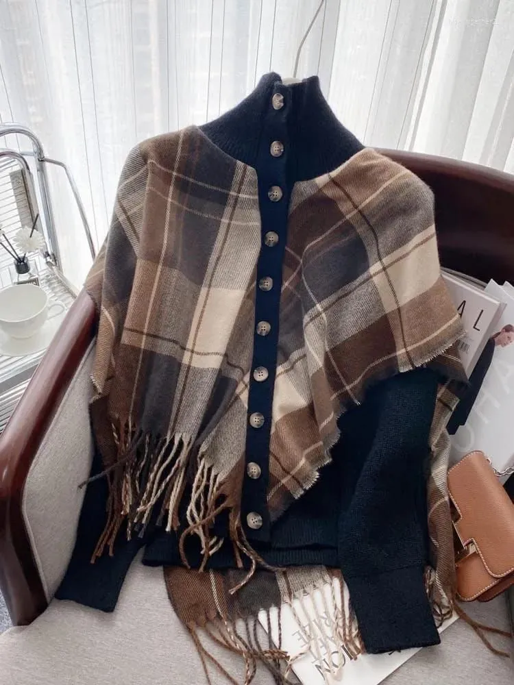 Women cardigan with attached drape shawl