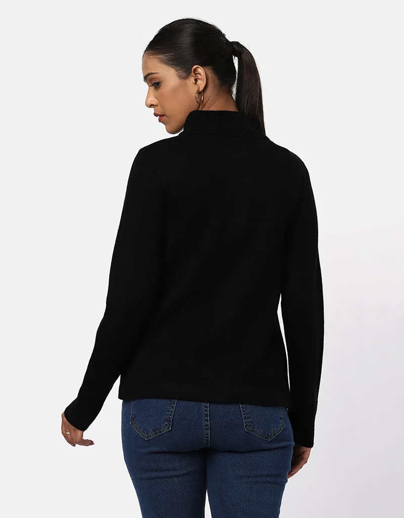 Women Woolen Ban Neck With Front Pocket