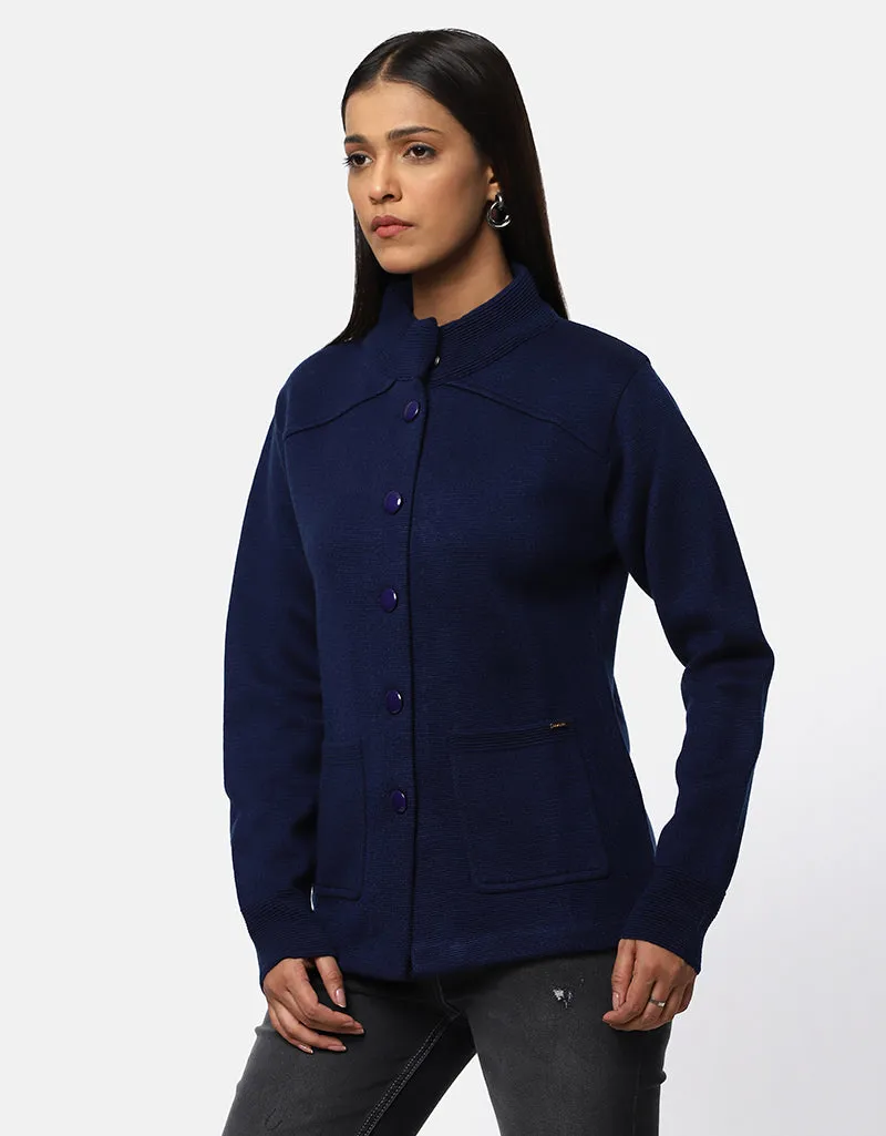 Women Woolen Ban Neck With Front Pocket