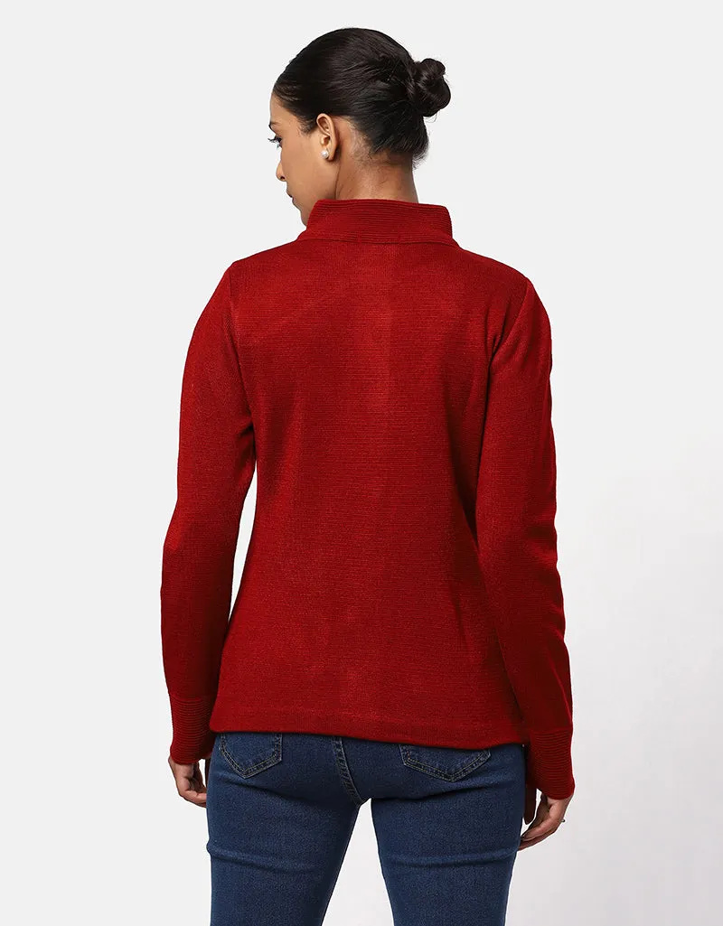 Women Woolen Ban Neck With Front Pocket