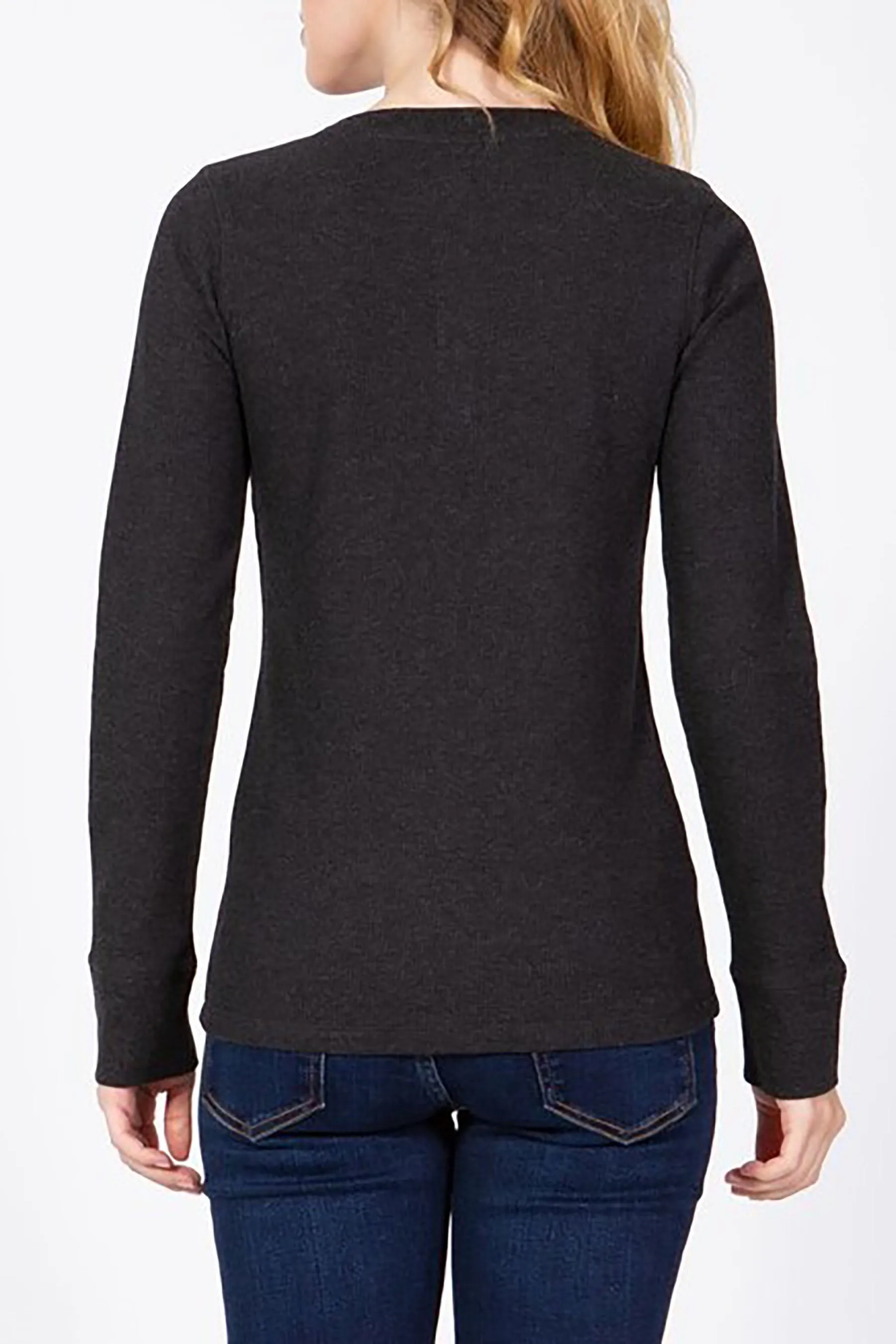 Women's Casual Long Sleeve Henley Neck Thermal Top