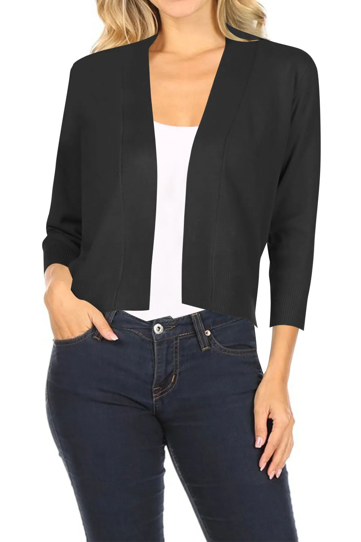 Women's Casual Open Front Office Wear Bolero Cardigan