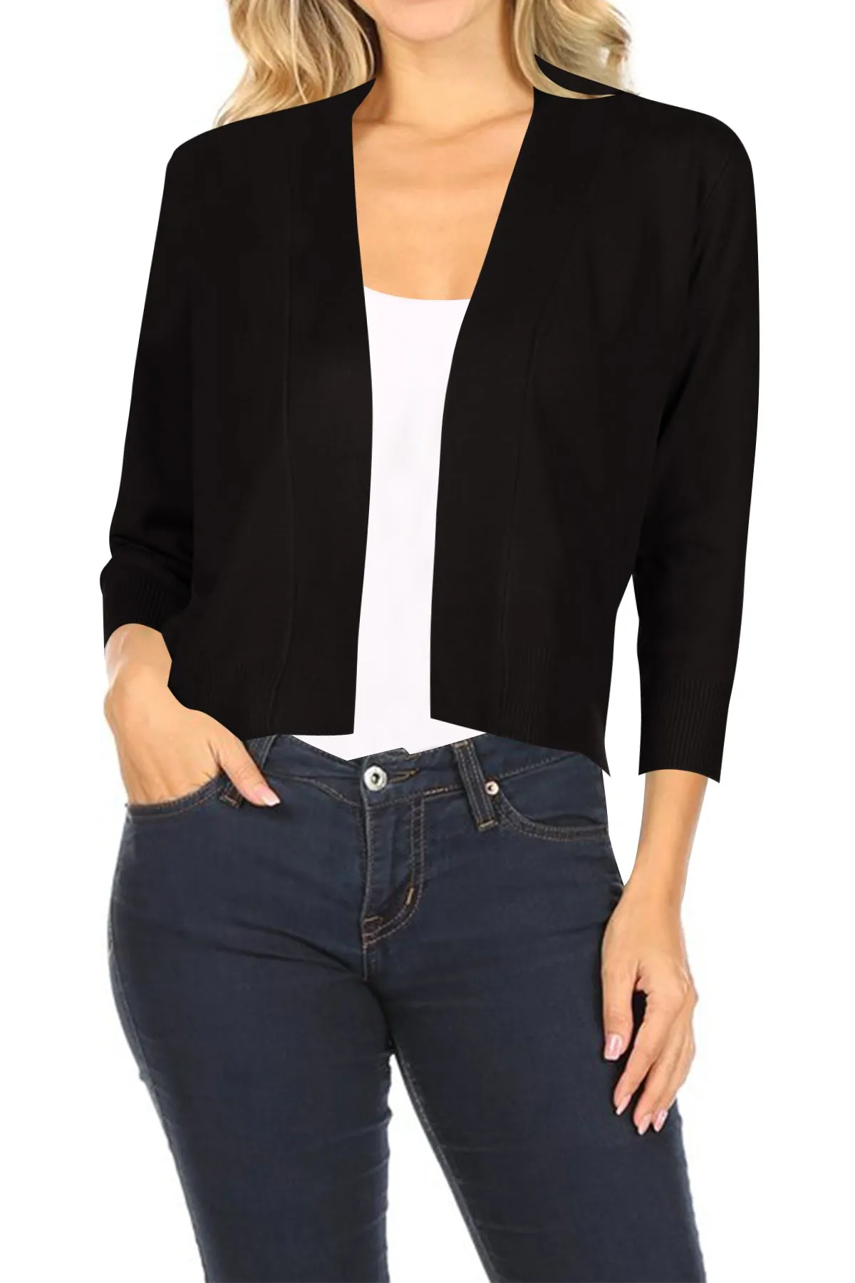 Women's Casual Open Front Office Wear Bolero Cardigan