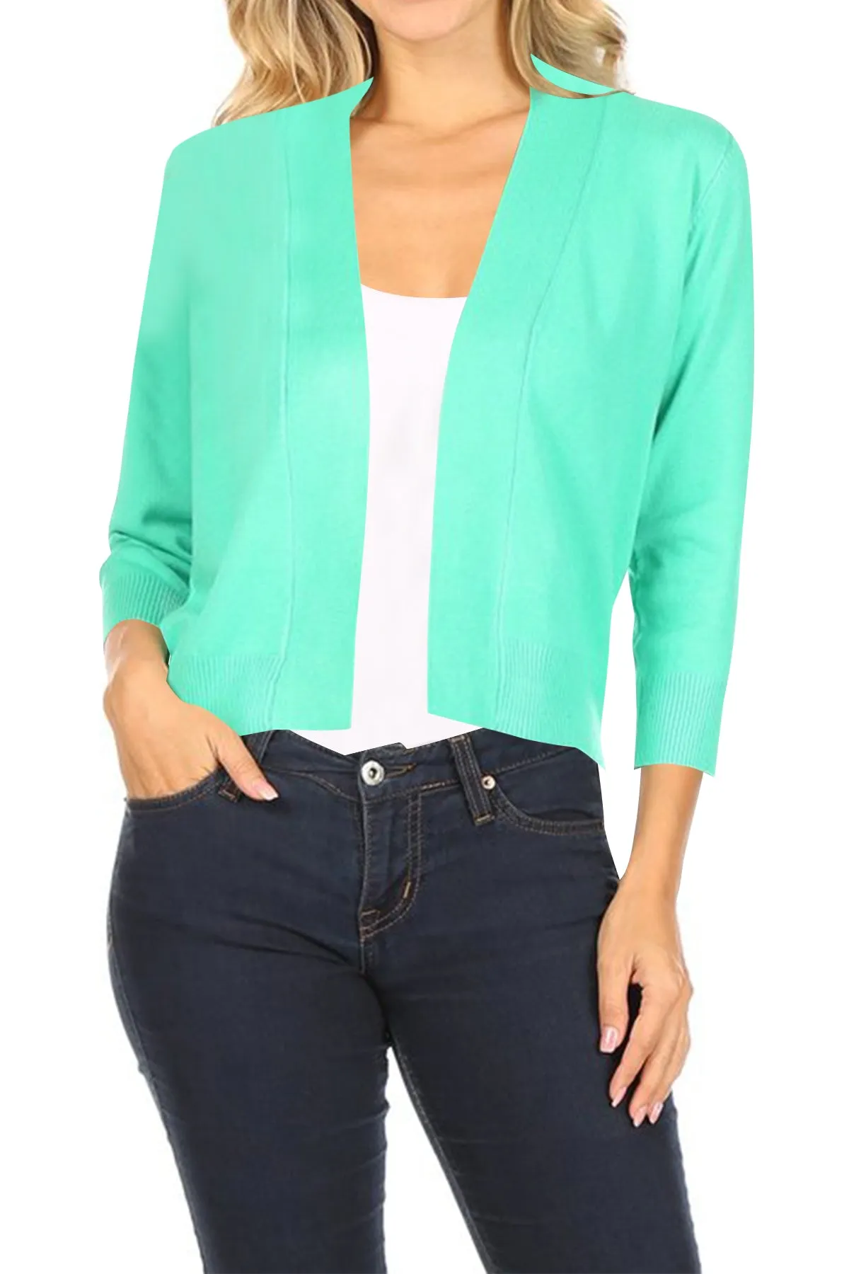 Women's Casual Open Front Office Wear Bolero Cardigan